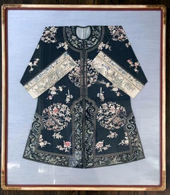Frame Antique Chinese Embroidered Robe Qing Dynasty
