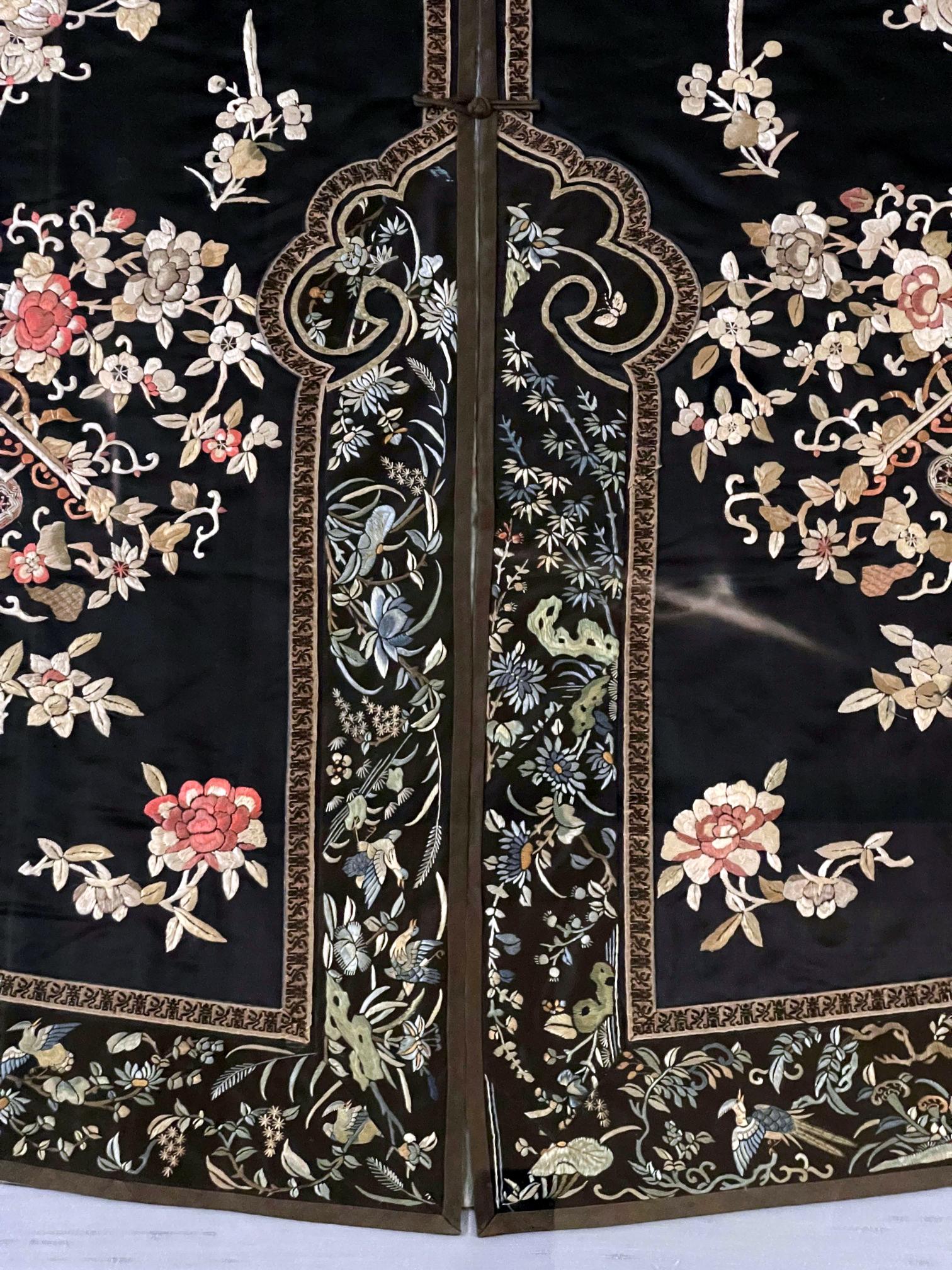19th Century Frame Antique Chinese Embroidered Robe Qing Dynasty For Sale