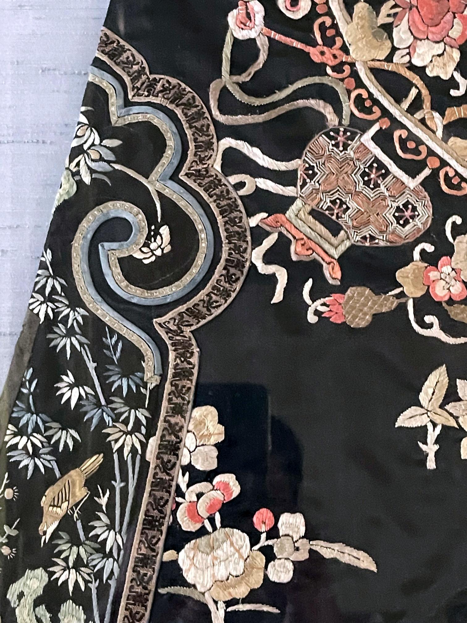 Silk Frame Antique Chinese Embroidered Robe Qing Dynasty For Sale