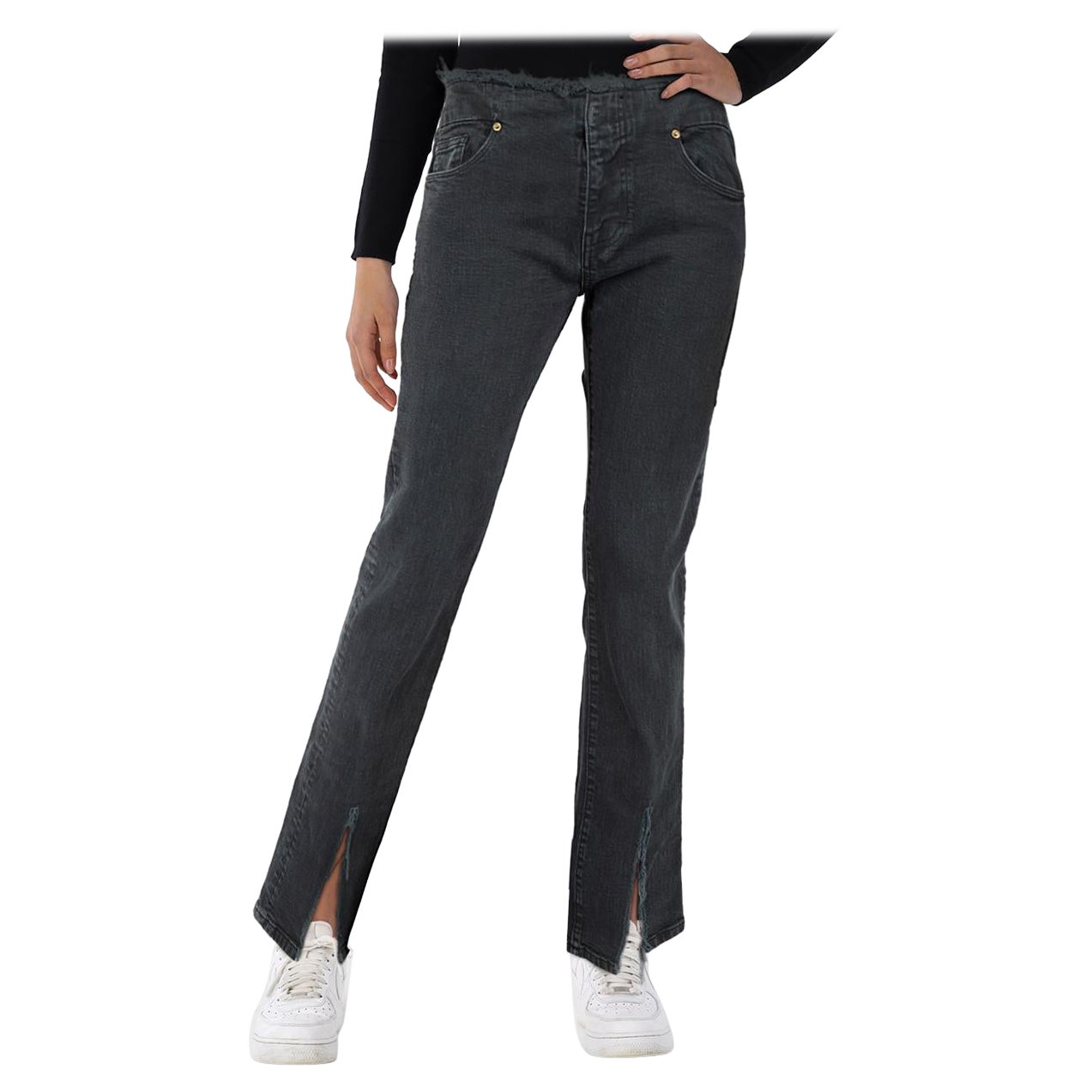 Vaqueros rectos FRAME Black Denim Distressed Talla S en venta