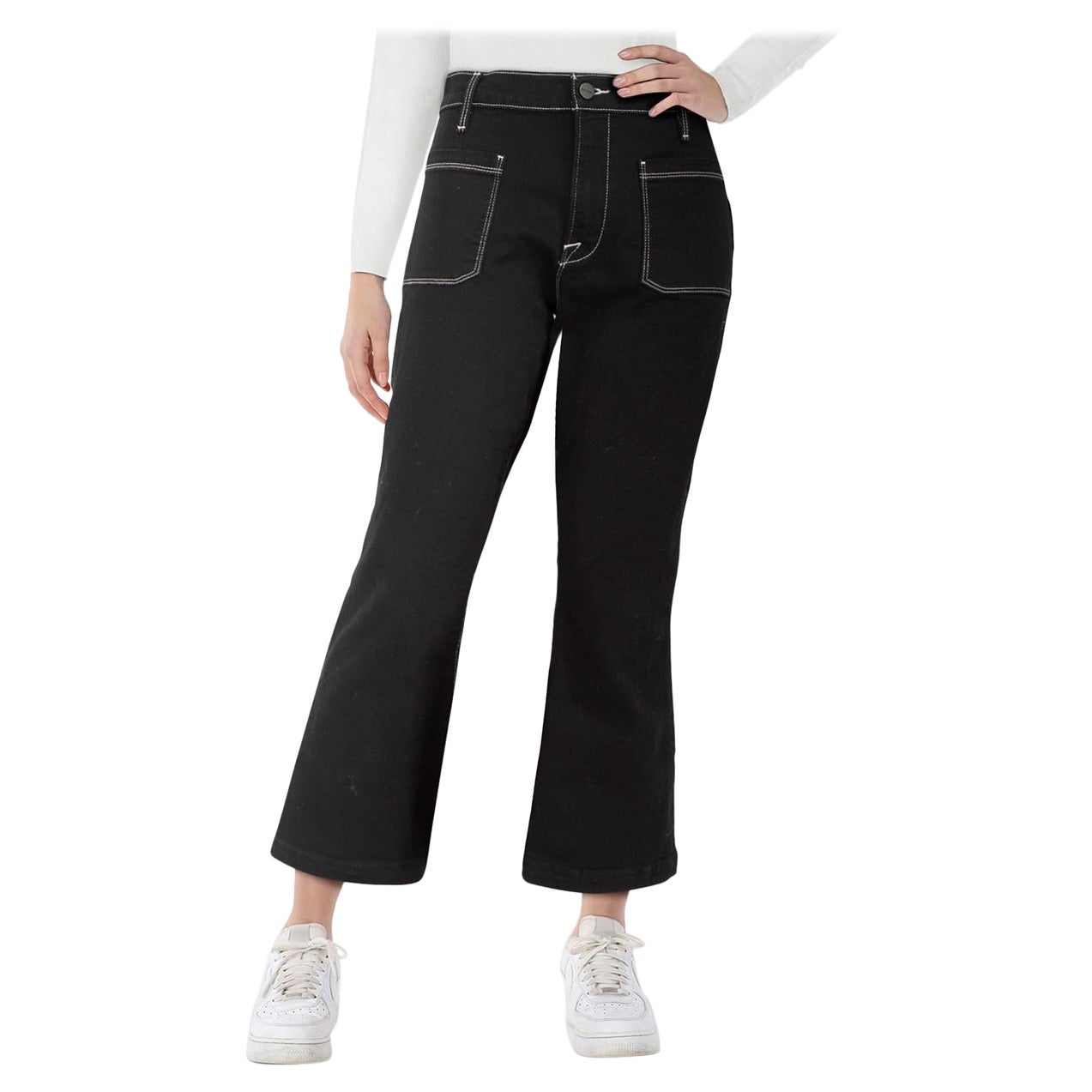 FRAME - Jeans Le Bardot Crop Flare in denim nero taglia L in vendita