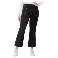 FRAME Black Denim Le Bardot Crop Flare Jeans Size L