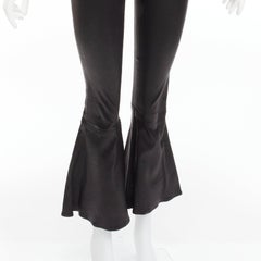 FRAME black genuine lambskin leather flared cropped pants US2 S