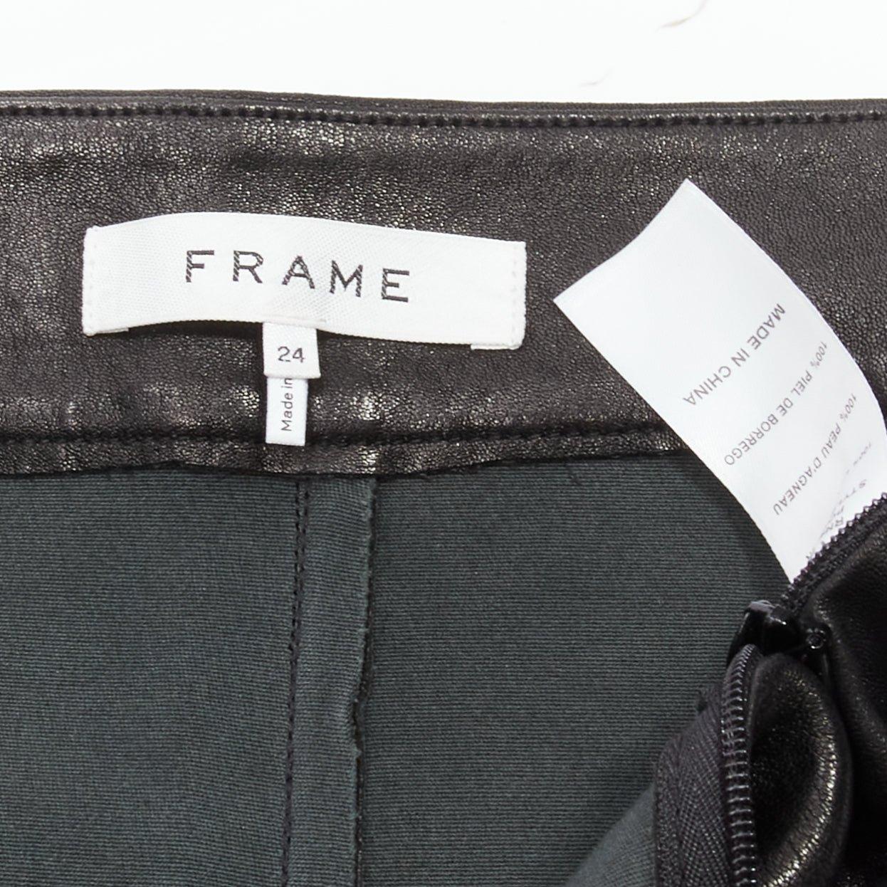 FRAME black genuine lambskin leather flared cropped pants US2 S For Sale 3
