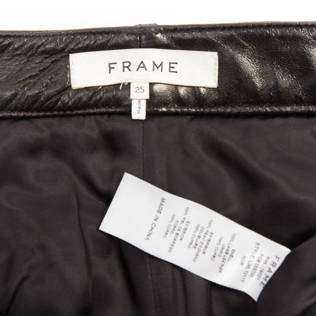 FRAME mini gonna a vita alta in pelle di agnello nera con borchie d'argento 25