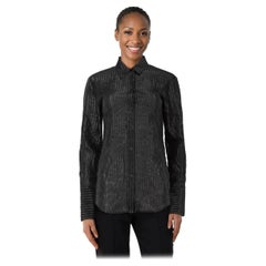 FRAME Chemise à manches longues rayée noire métallisée Taille S