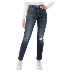FRAME Blue Denim Distressed Le Gar√ßon Jeans Size S