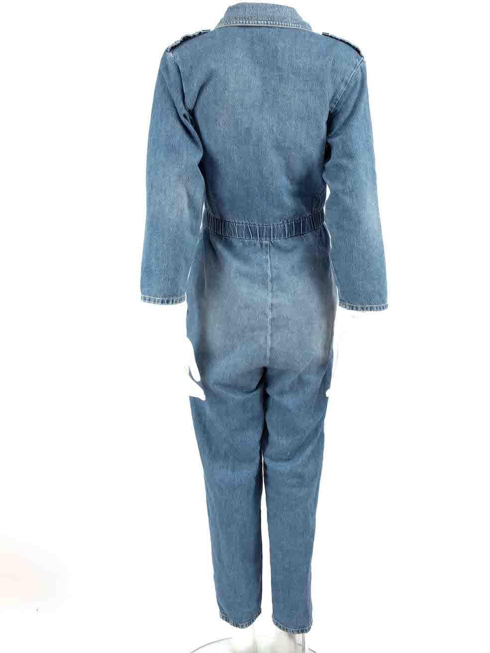 FRAME Blue Denim Double Breasted Jumpsuit Size S In Good Condition For Sale In London, GB