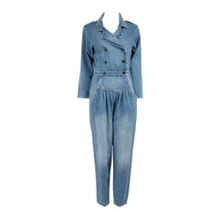 FRAME Tuta doppiopetto in denim blu taglia S