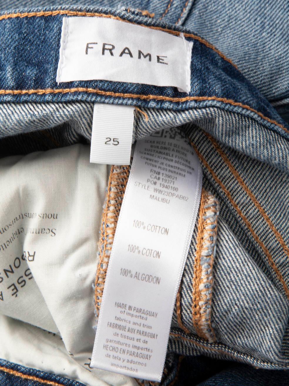 FRAME - Jeans a vita alta in denim blu con segni di invecchiamento taglia S In condizioni buone in vendita a London, GB