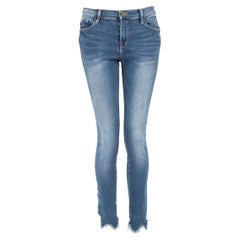 FRAME Blue Denim Raw Hem Skinny Blakey Jeans Size M