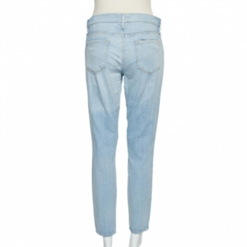 Frame Blue Faded Denim Le Skinny de Jeanne Crop Jeans M For Sale 3