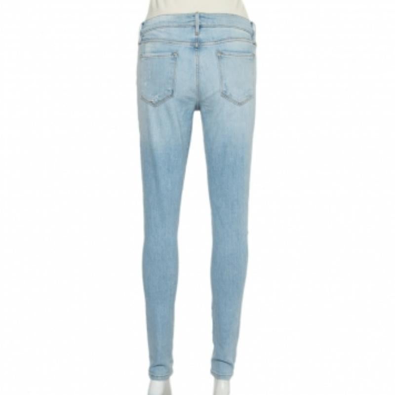 Frame Blue Faded Denim Skinny Destroyed Nowita Jeans M In Good Condition For Sale In Dubai, Al Qouz 2