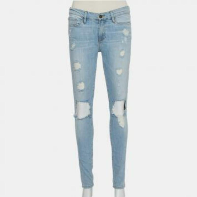 Frame Blue Faded Denim Skinny Destroyed Nowita Jeans M For Sale 1