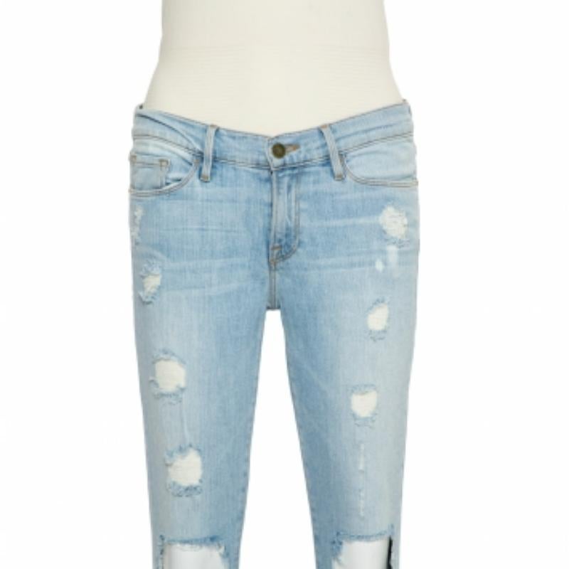 Frame Blue Faded Denim Skinny Destroyed Nowita Jeans M For Sale 5