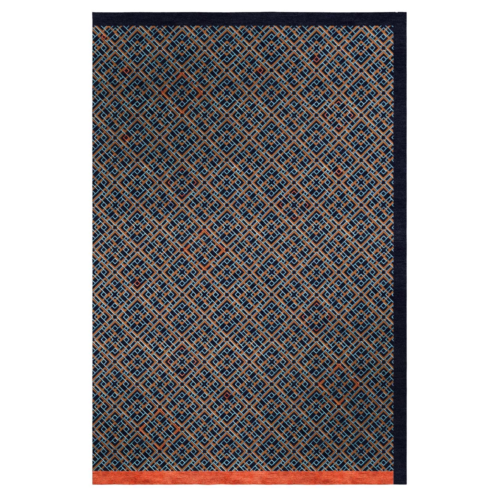 Frame Blue Rug by Volver Studios