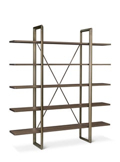 Frame Bookshelves in Brown Burnished Brass & Bolivar Wood by Stefano Giovannoni