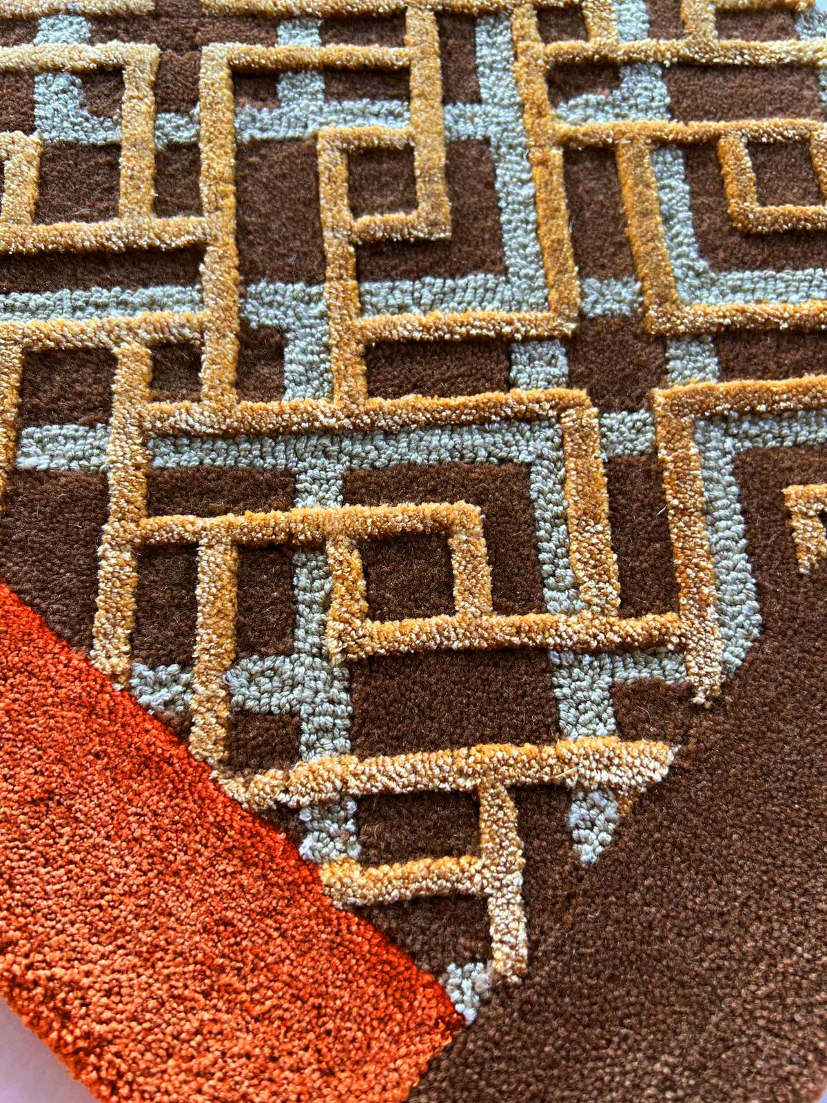 Post-Modern Frame Brown Rug by Volver Studios For Sale