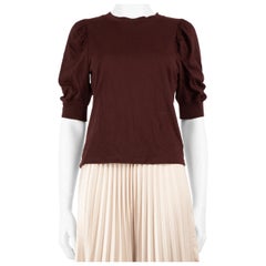 FRAME Burgundy Puffed Sleeve Frankie T-Shirt Size S