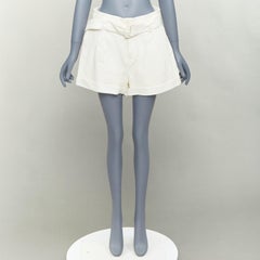 FRAME butter cream lamb leather high waisted belted paperbag shorts 27"
