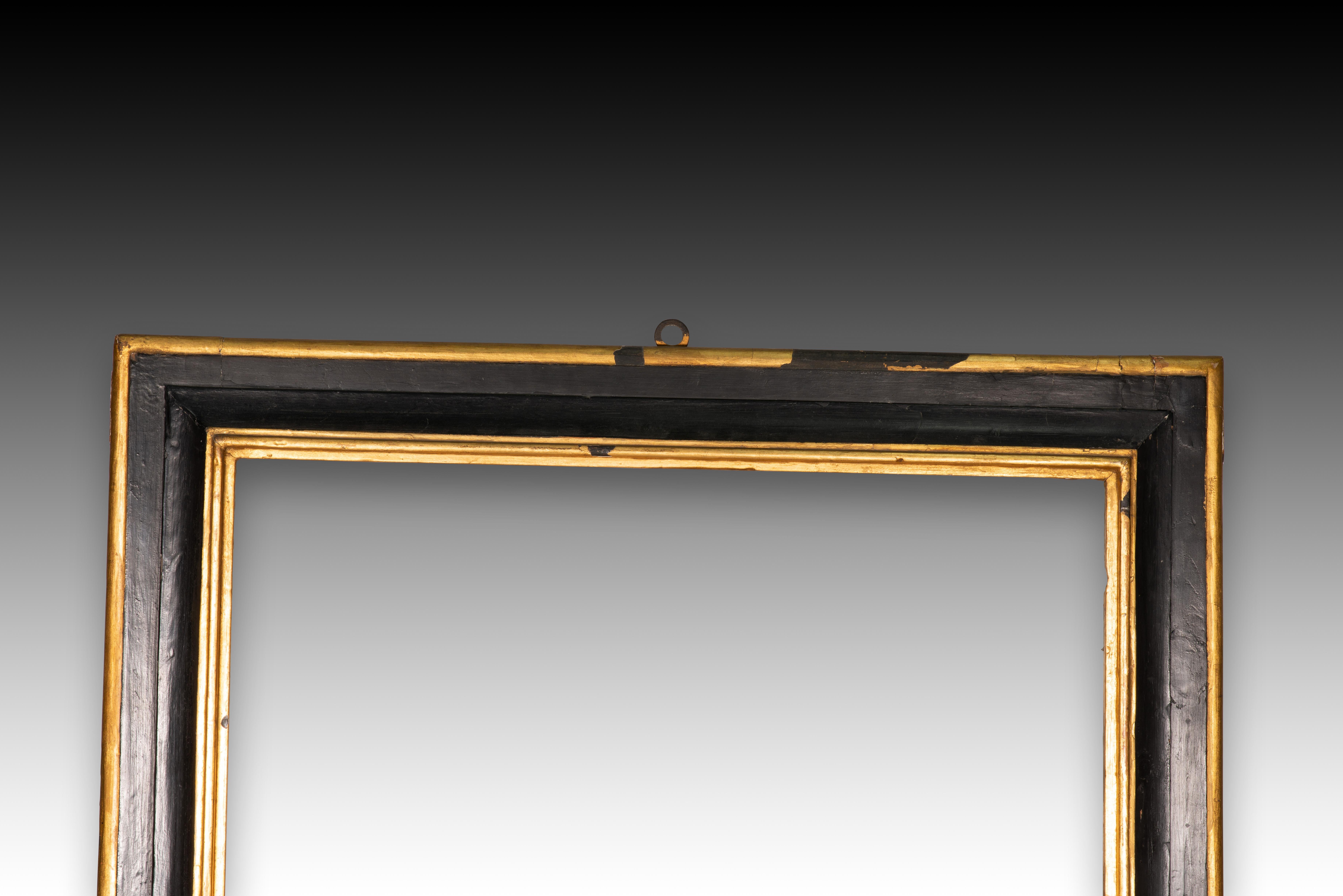 Neoclassical Revival Frame. Carved, polychrome and gilded wood. 18th century.