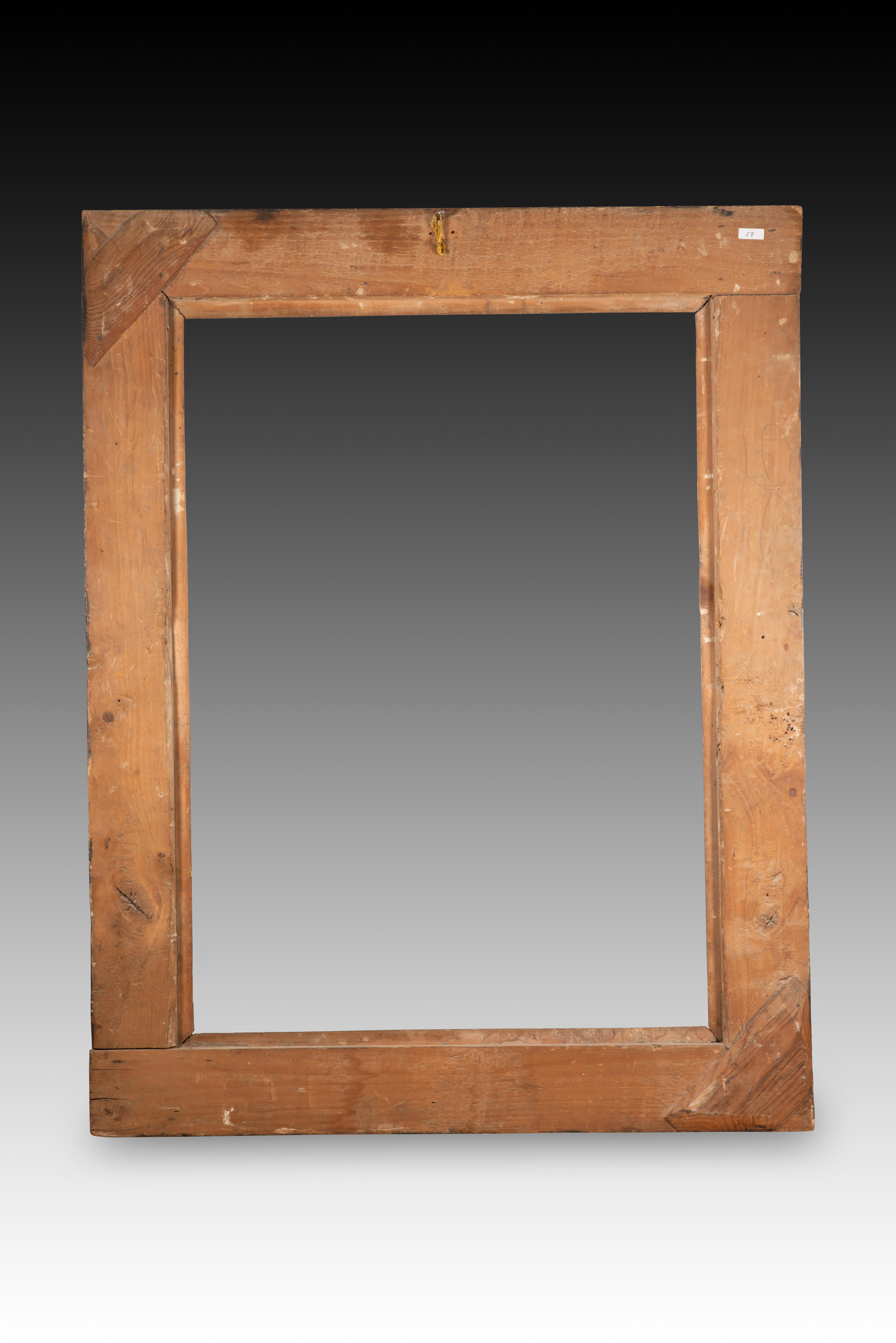 Frame. Carved, polychrome and gilded wood. 18th century. In Fair Condition For Sale In Madrid, ES