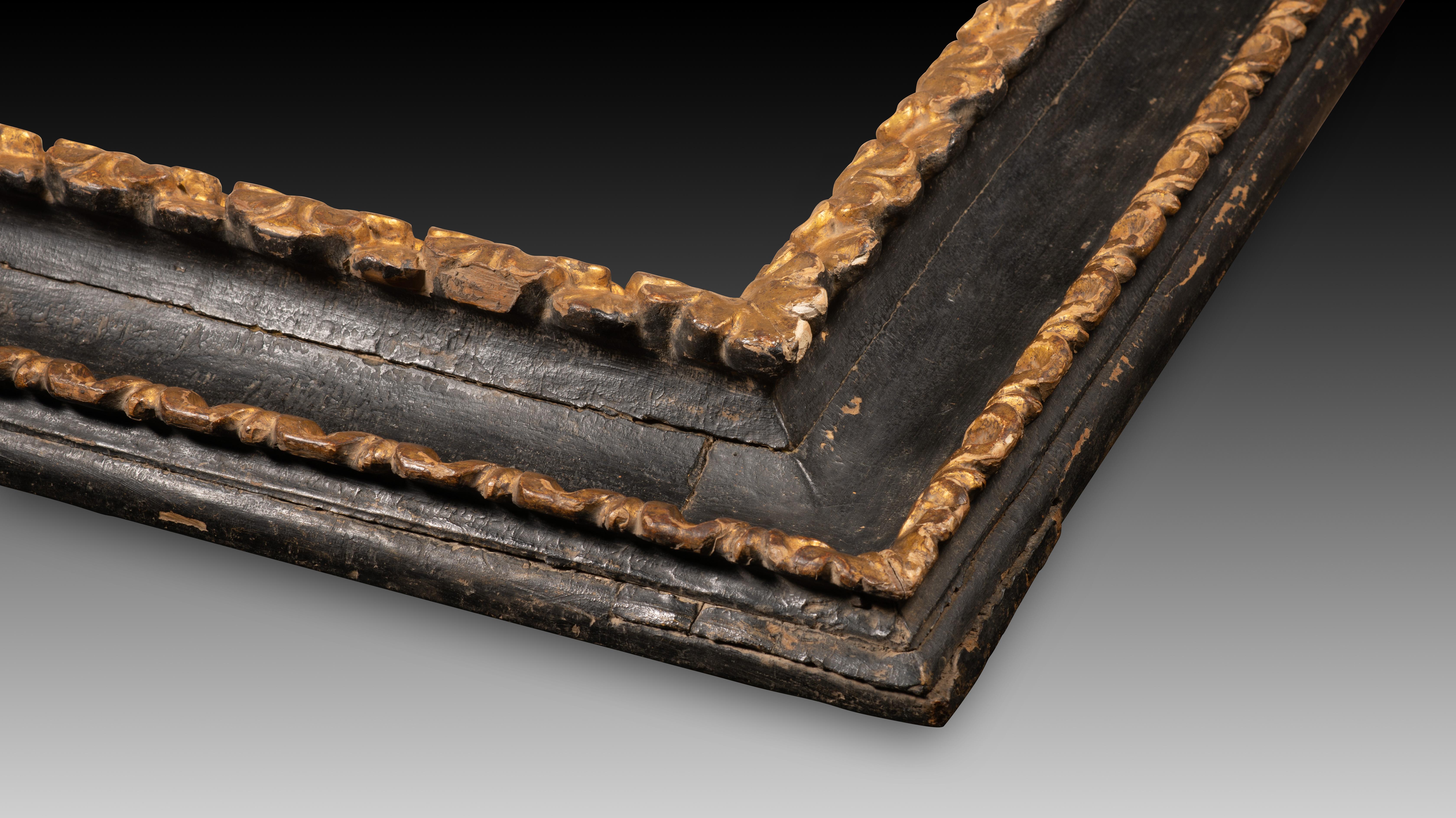 18th Century and Earlier Frame. Carved, polychrome and gilded wood. 18th century. For Sale