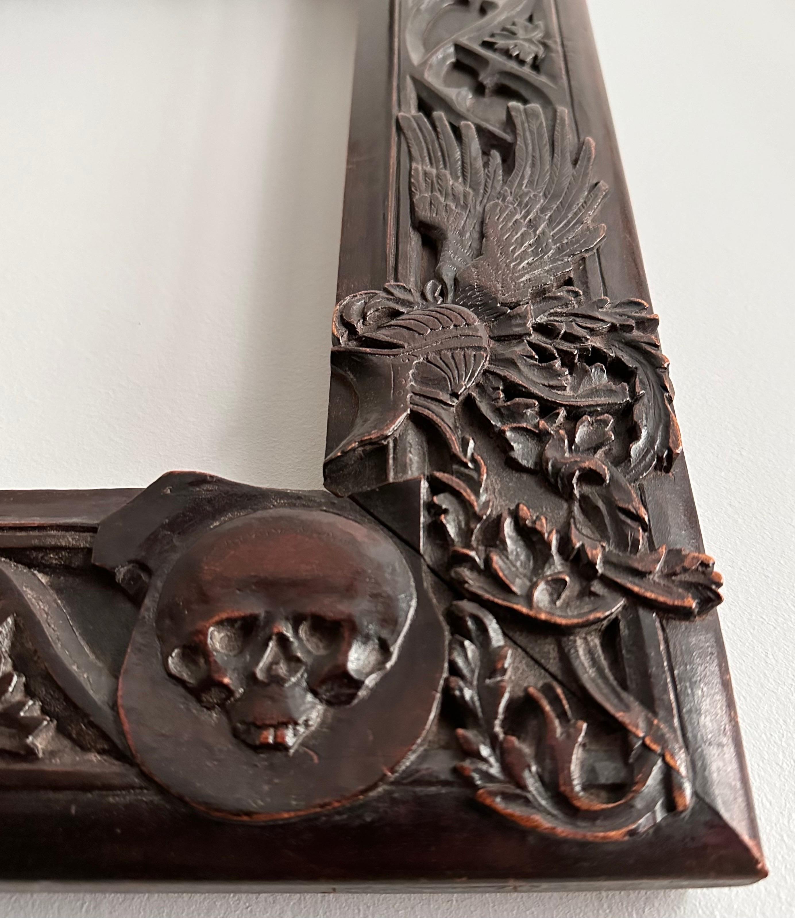 “Skull” Frame, Carved Wood 19th 1860-1880 Specially Created for Dürer Engraving  For Sale 6