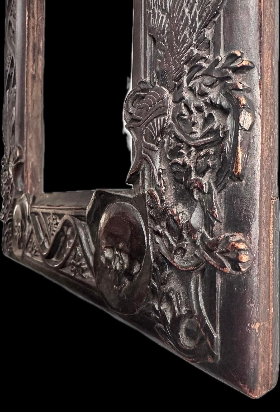 “Skull” Frame, Carved Wood 19th 1860-1880 Specially Created for Dürer Engraving  For Sale 9