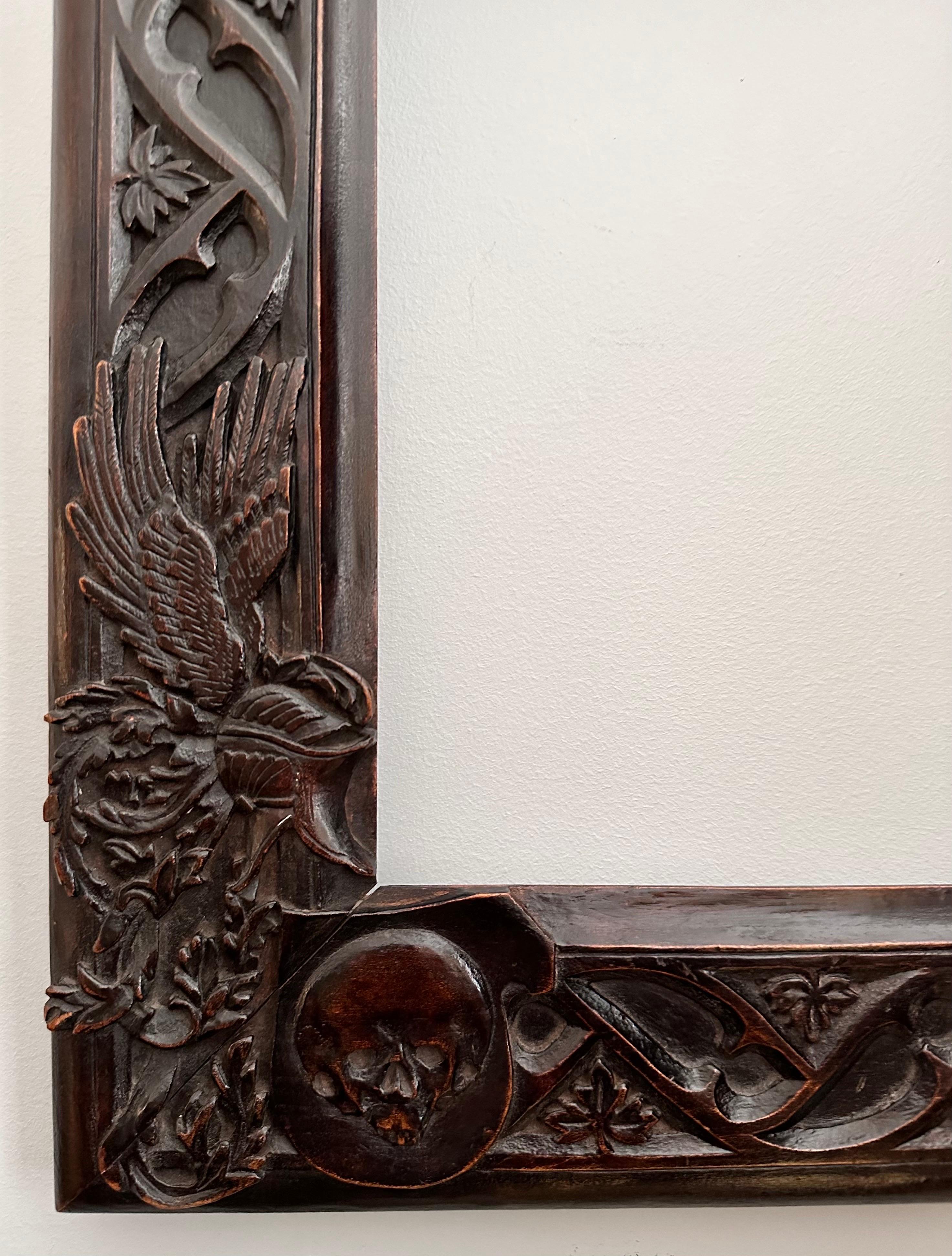 “Skull” Frame, Carved Wood 19th 1860-1880 Specially Created for Dürer Engraving  For Sale 11