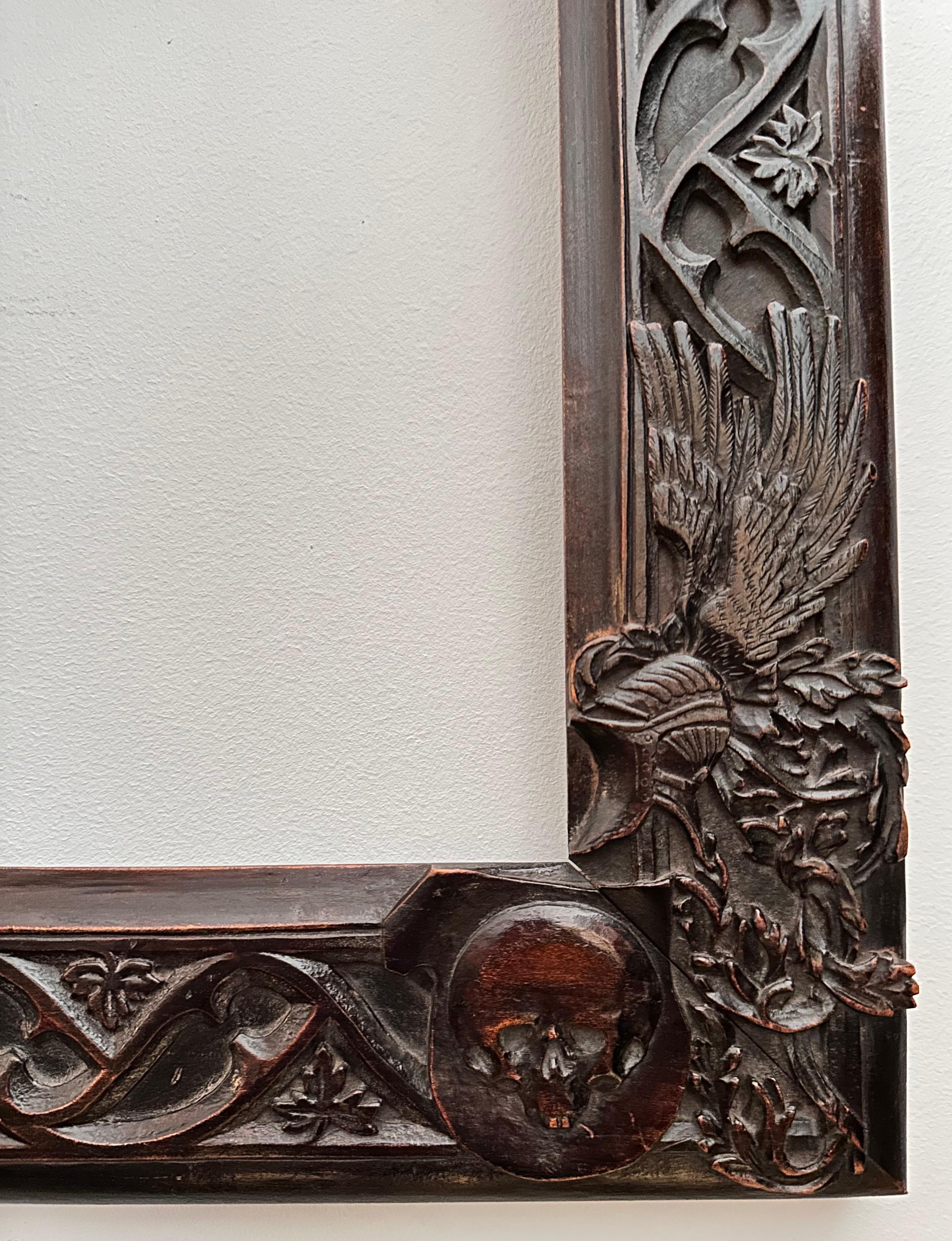 “Skull” Frame, Carved Wood 19th 1860-1880 Specially Created for Dürer Engraving  For Sale 12