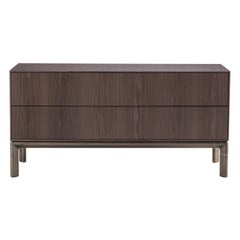 Frame Chest of Drawers, Wood and Burnished Brass Structure, Made in Italy
