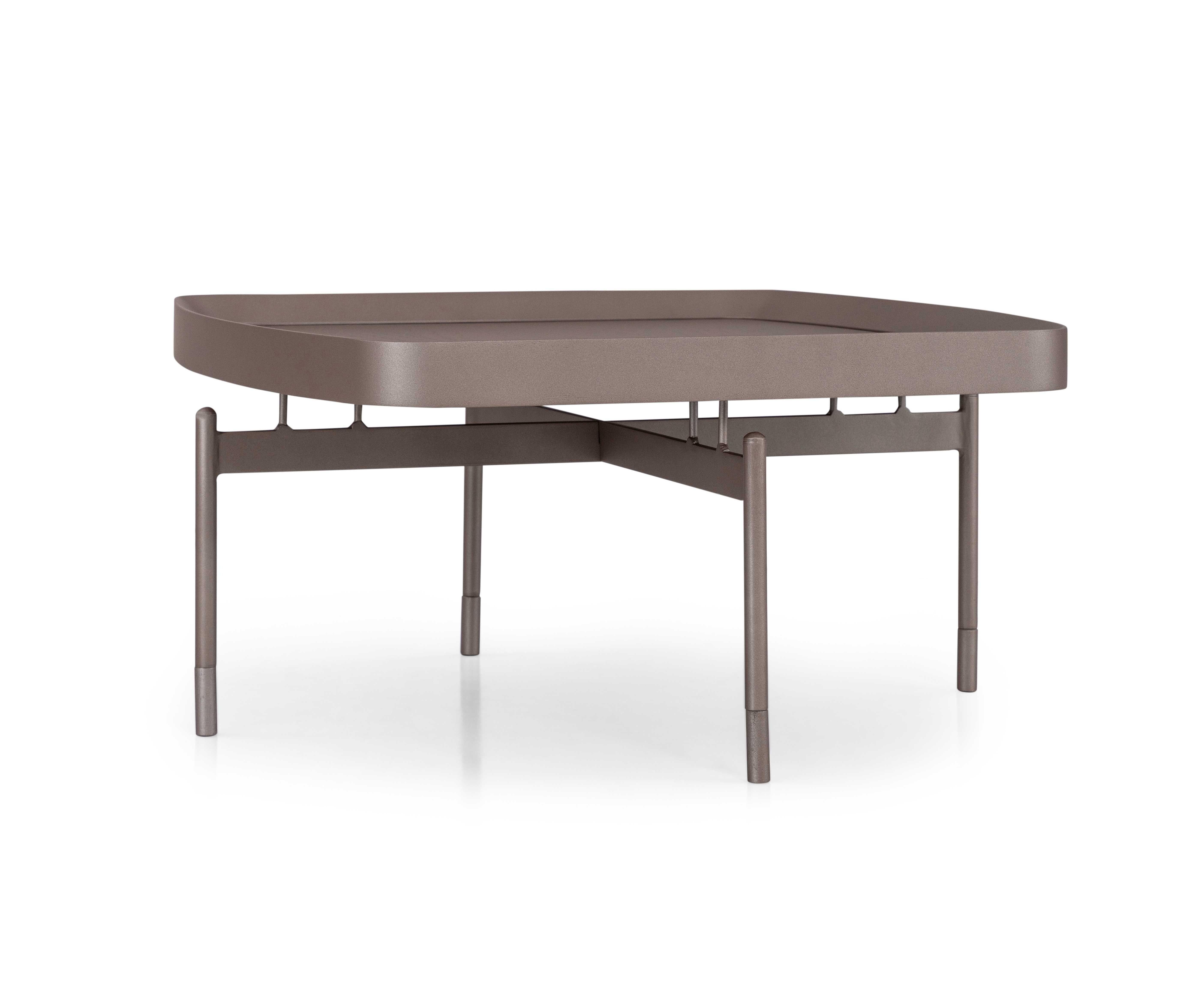 Modern Chocolate Oak Customizable Coffee Table with 24-Inch Top, Frame Collection For Sale
