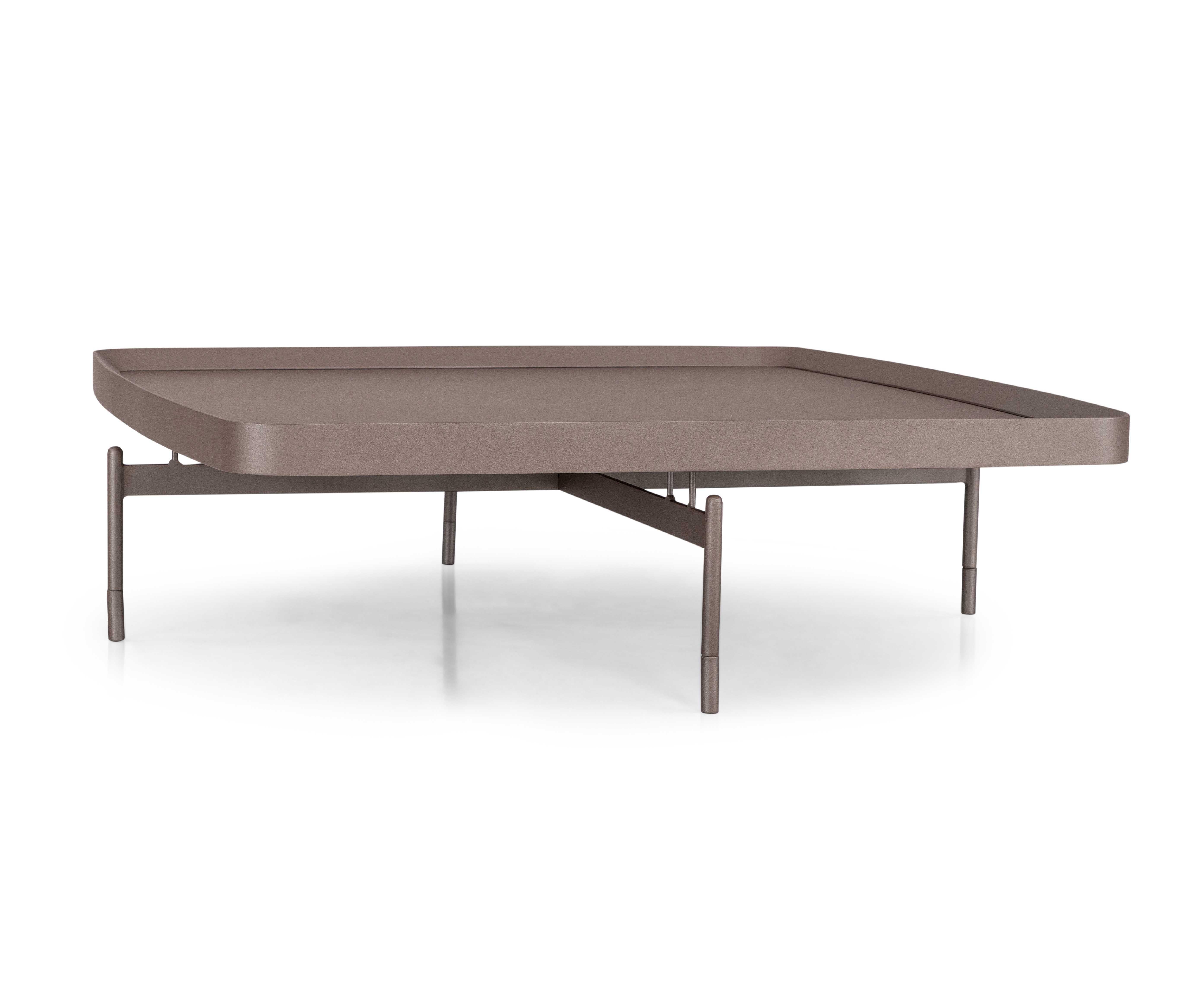 Anpassbarer Couchtisch aus schokoladenbrauner Eiche mit 36-Zoll-Platte, Rahmen-Kollektion (Moderne) im Angebot
