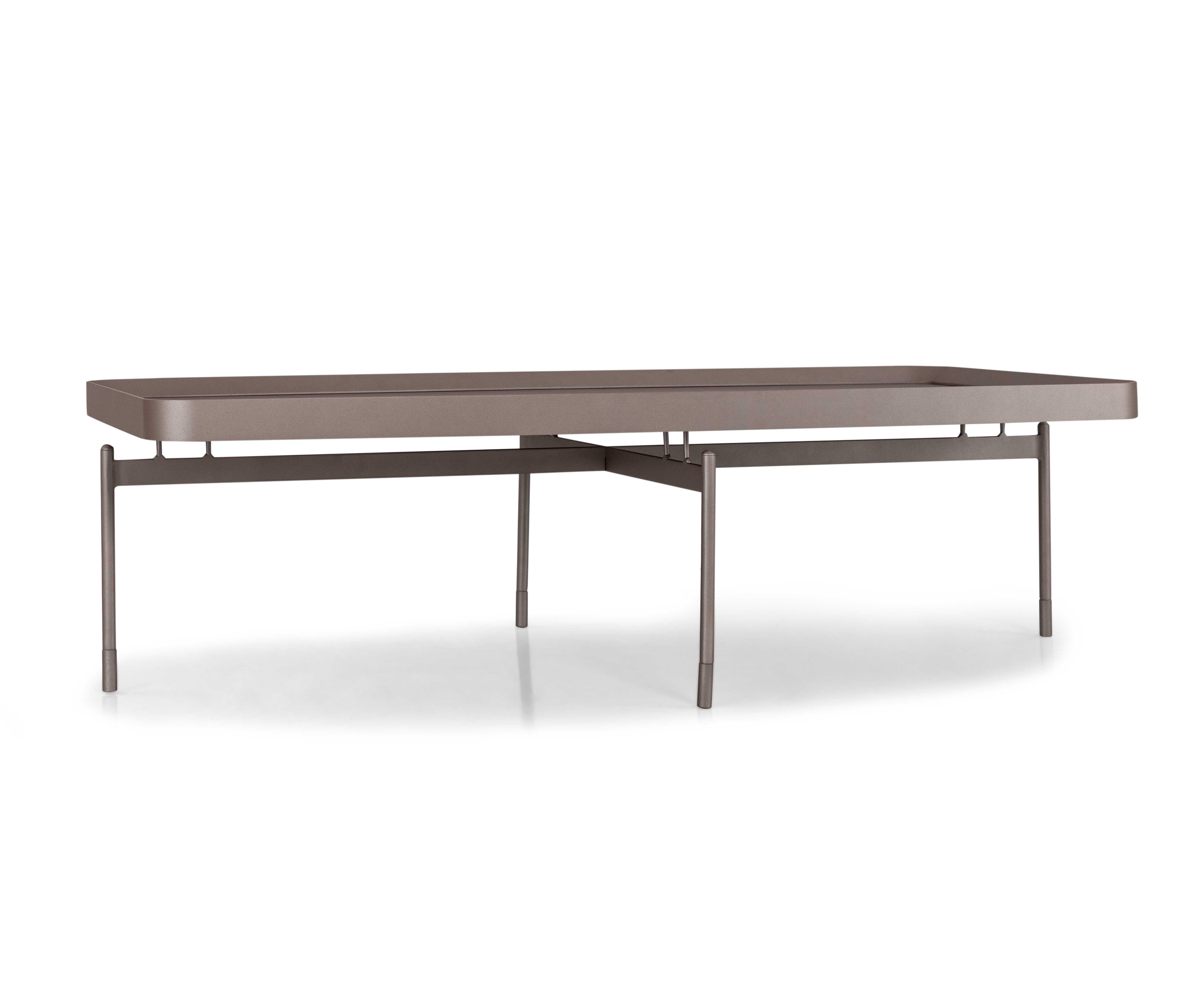 Modern Coffee Table in Chocolate Oak with 48-Inch Veneered Top - Frame Collection For Sale