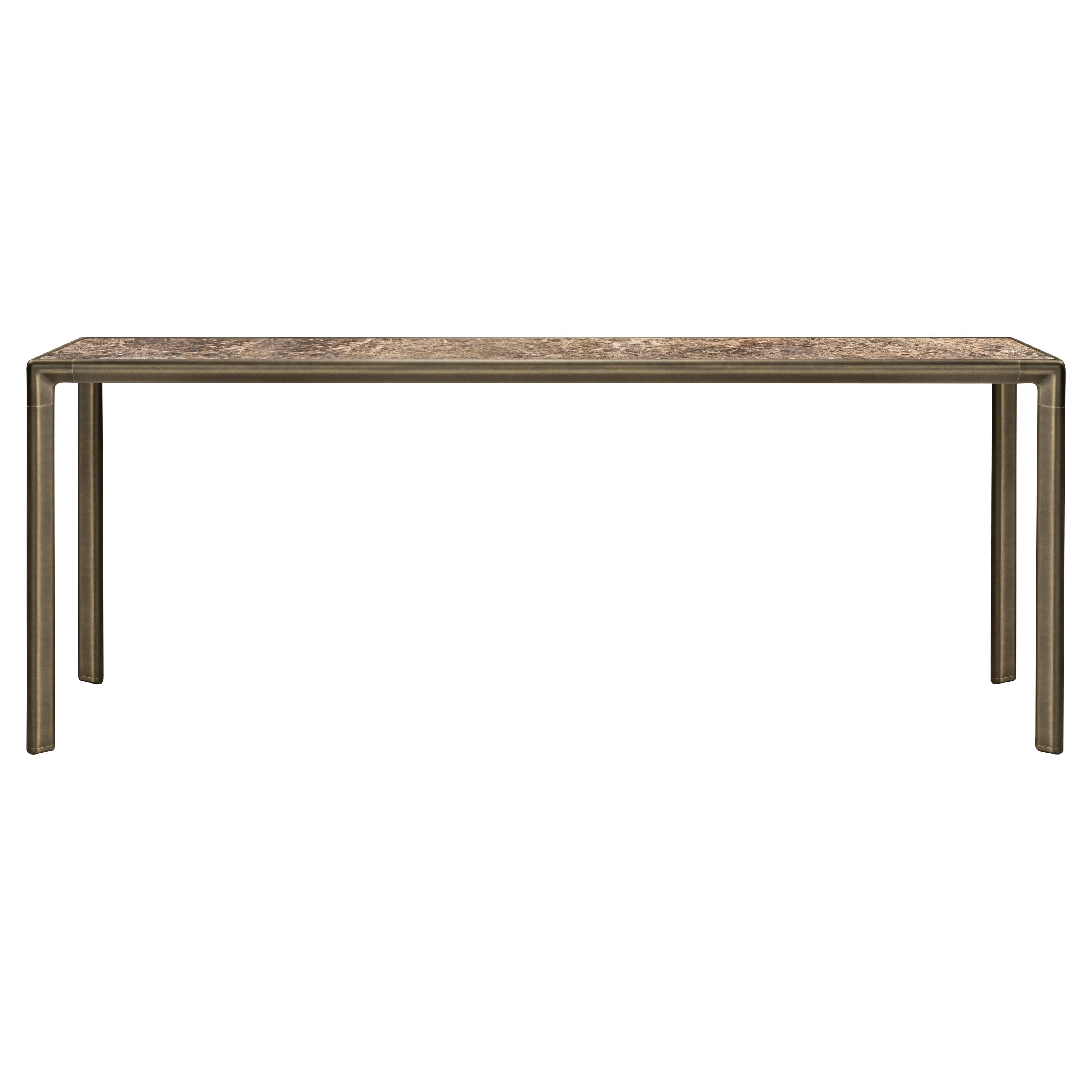 Console Emperador et pièces métalliques en laiton bruni, fabriquée en Italie