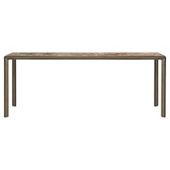 Console Emperador et pièces métalliques en laiton bruni, fabriquée en Italie