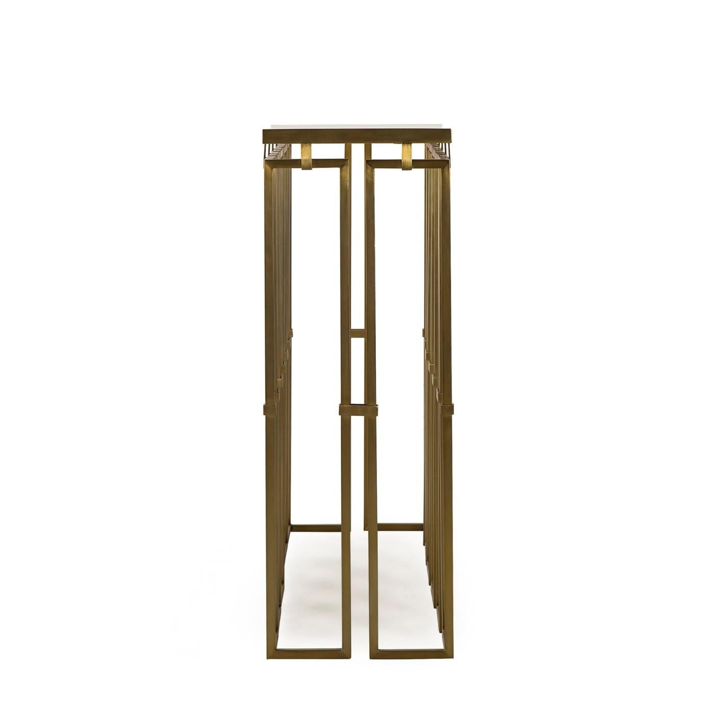 Stainless Steel Frame Console Table in Vintage Brass Finish