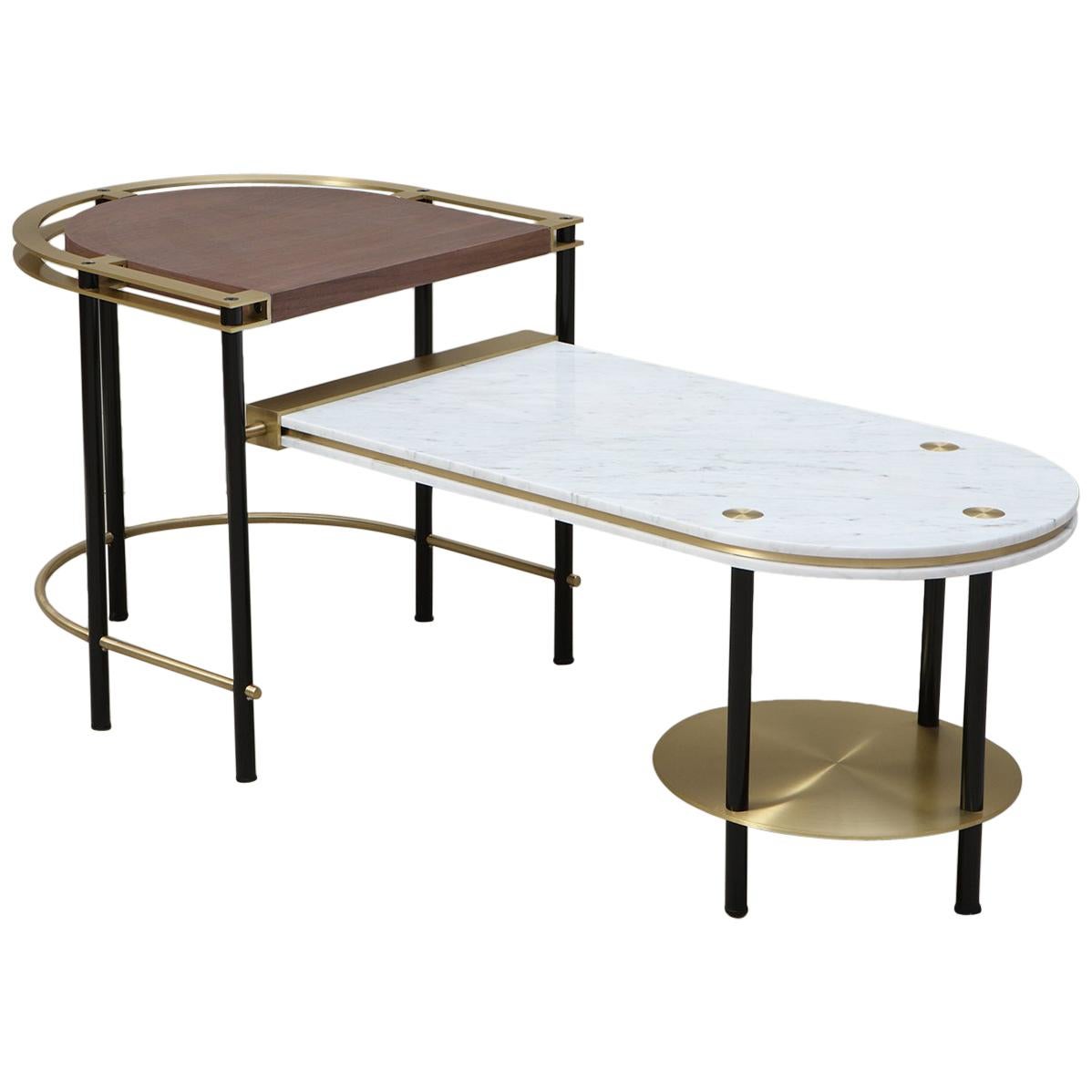 Frame Console Table in Walnut, Brass, Steel and Carrara Marble by Studio A For Sale