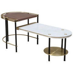 Frame Console Table in Walnut, Brass, Steel and Carrara Marble by Studio A