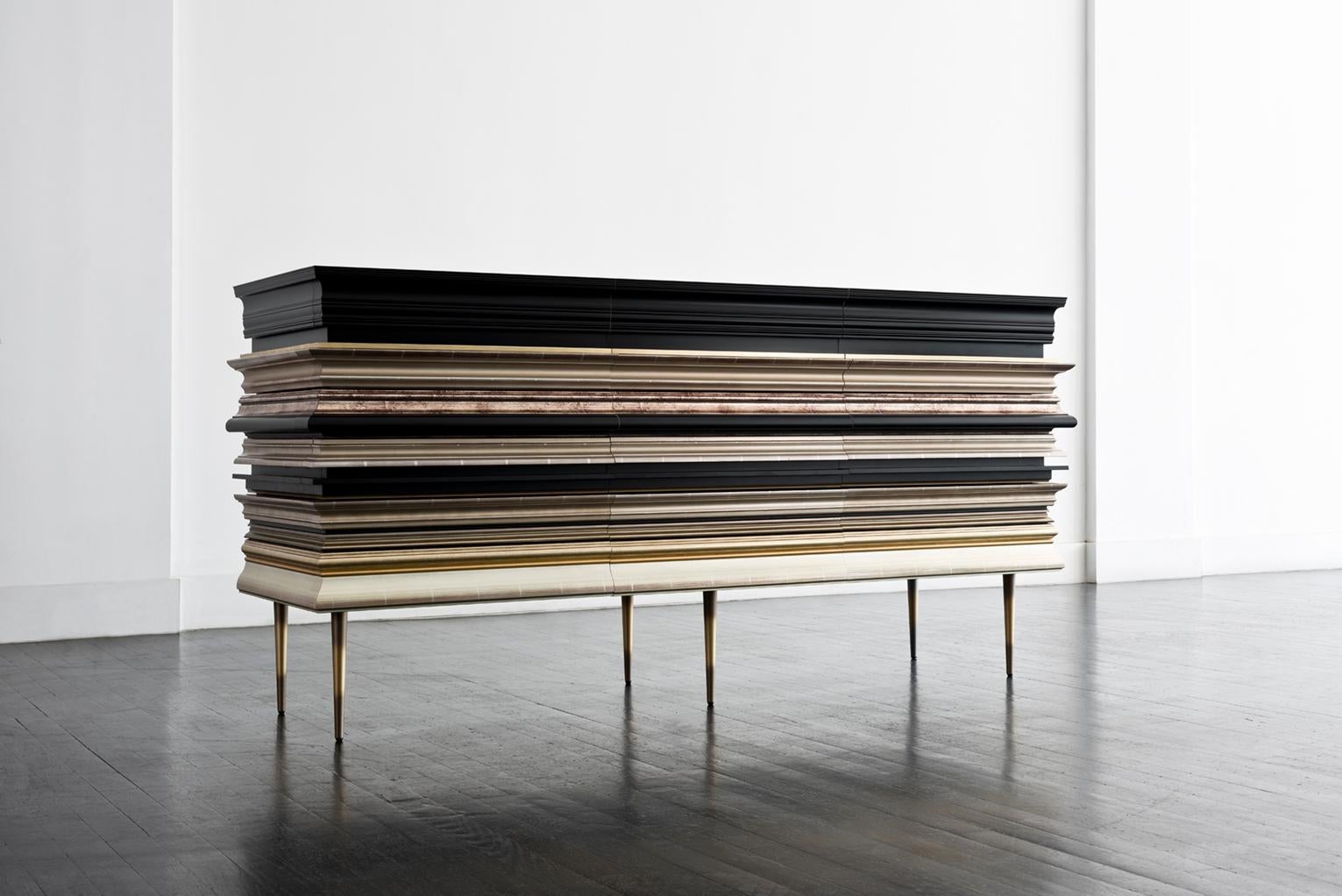 Frame Credenza long by Luis Pons
Dimensions: W 152.5 x D 53.5 x H 76 cm
Materials: Metal, wood, bronzed, hand-crafted, lacquered

Also available in different colors

Fine crafted wood moldings are applied to the whole piece, concealing drawers