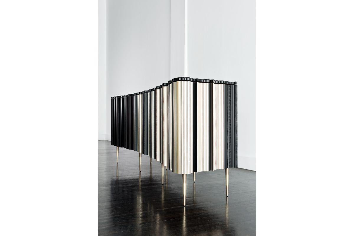 Hand-Crafted Frame Curved Sideboard by Luis Pons