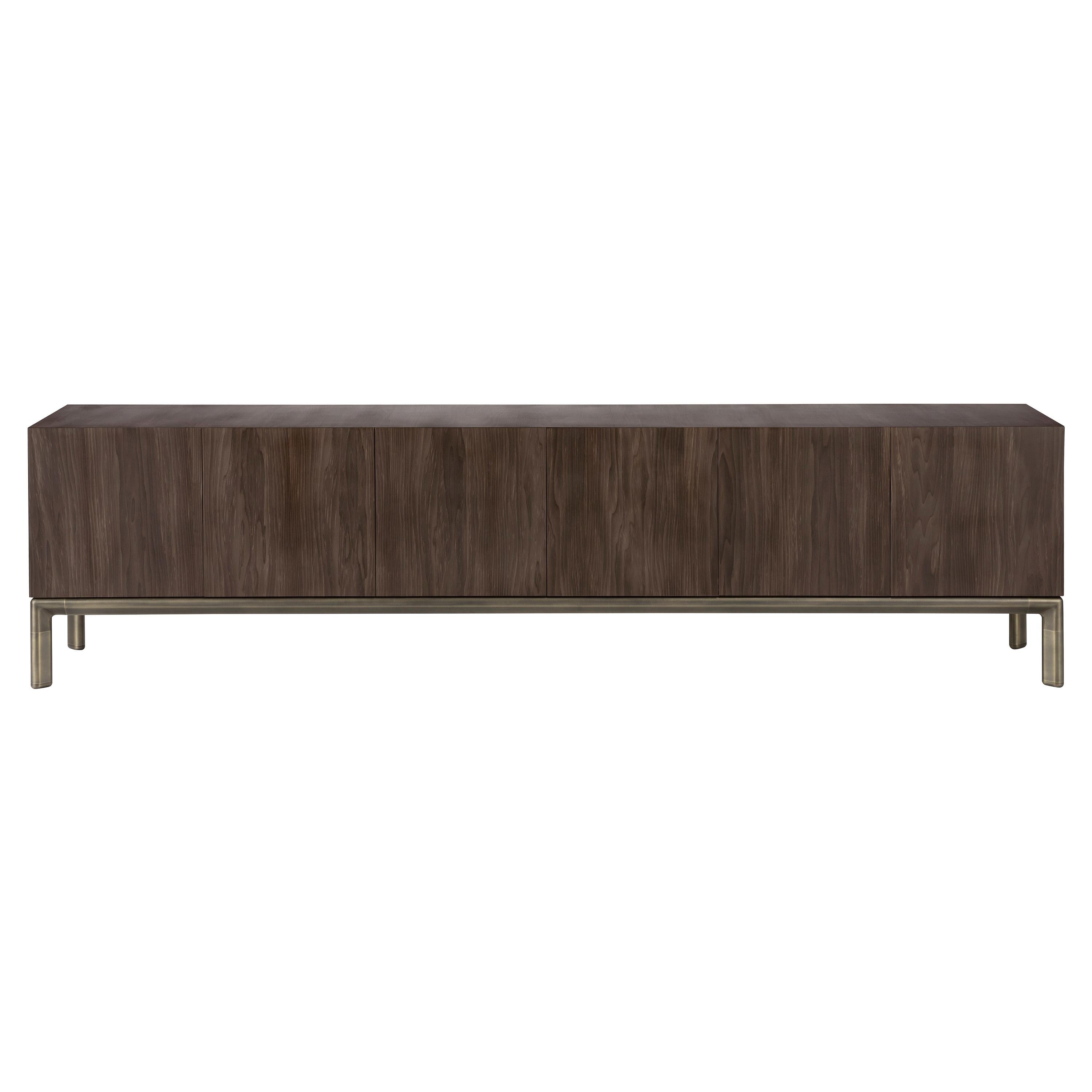 Frame Dining Cabinet in Brown Burnished Brass & Bolivar Wood, Stefano Giovannoni For Sale