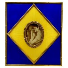 Vintage Frame for Oval Photo Borders in Louis XVI French Empire Style Enamel Salimbeni