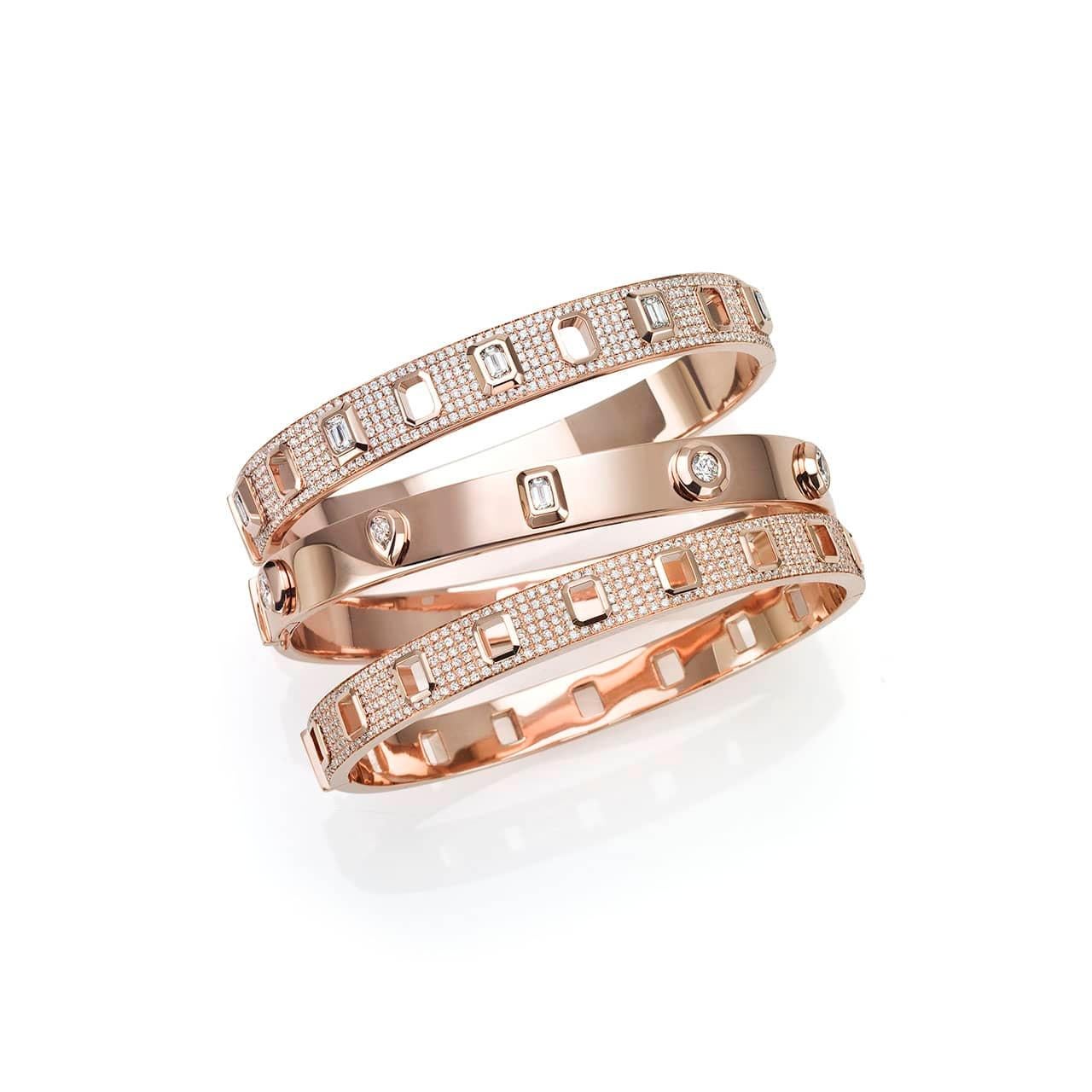 Brilliant Cut Frame Full Diamonds Bracelet / Rose Gold For Sale