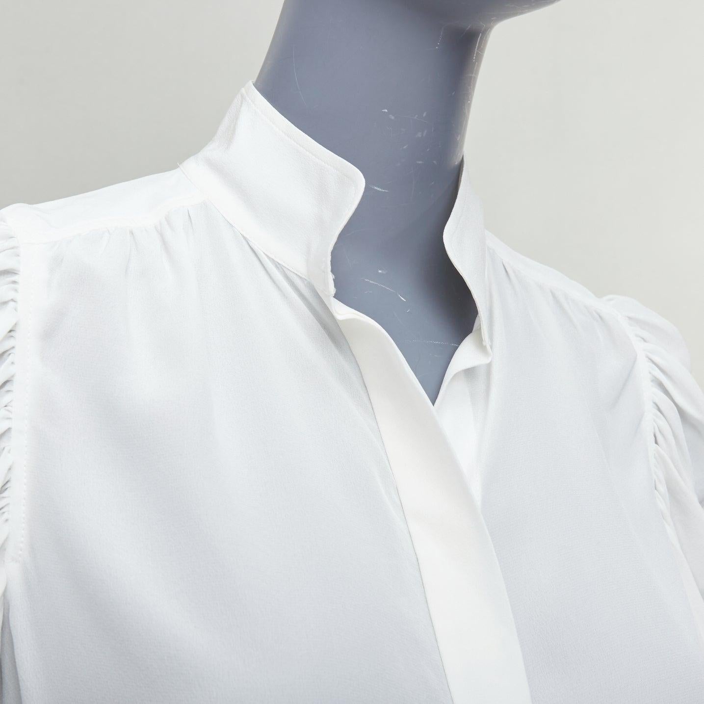 FRAME Gillian 100% Seide off white puff half sleeve concealed buttons shirt XS im Angebot 2