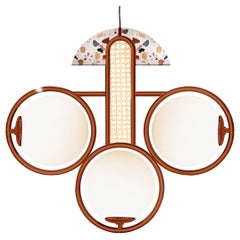 Art Deco inspired Frame I Suspension Lamp Copper color and Terrazo stone