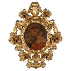 Rahmen aus geschnitztem und vergoldetem Holz, Italien Mitte des 19. Jahrhunderts