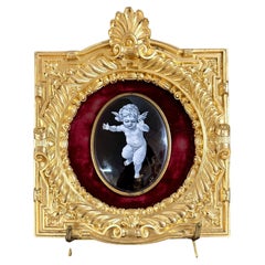 Frame In Chased And Gilded Bronze And Small Medallion In Enamel 19th century