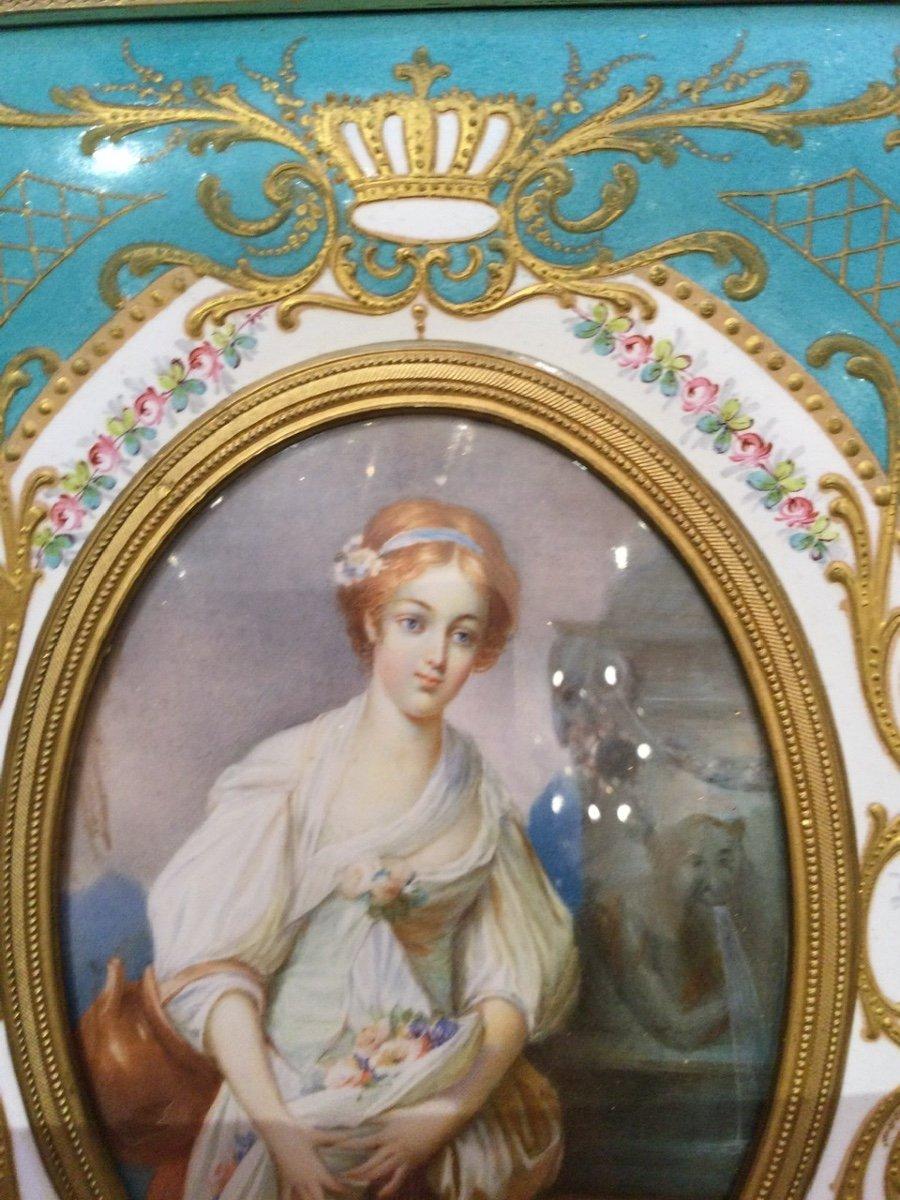 Louis XVI Frame in Gilded Bronze and Enamel Late 19th Century